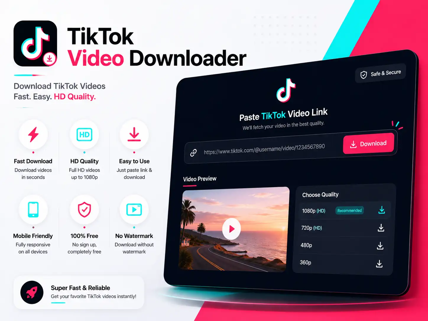 TikTok Video Downloader Kit — Fast & Responsive HTML5 Tool
